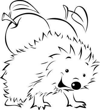 Online coloring book: Two apples and a hedgehog coloring book